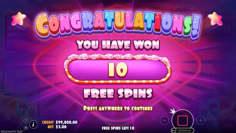 Sugar Rush Slot Bonus Screenshot